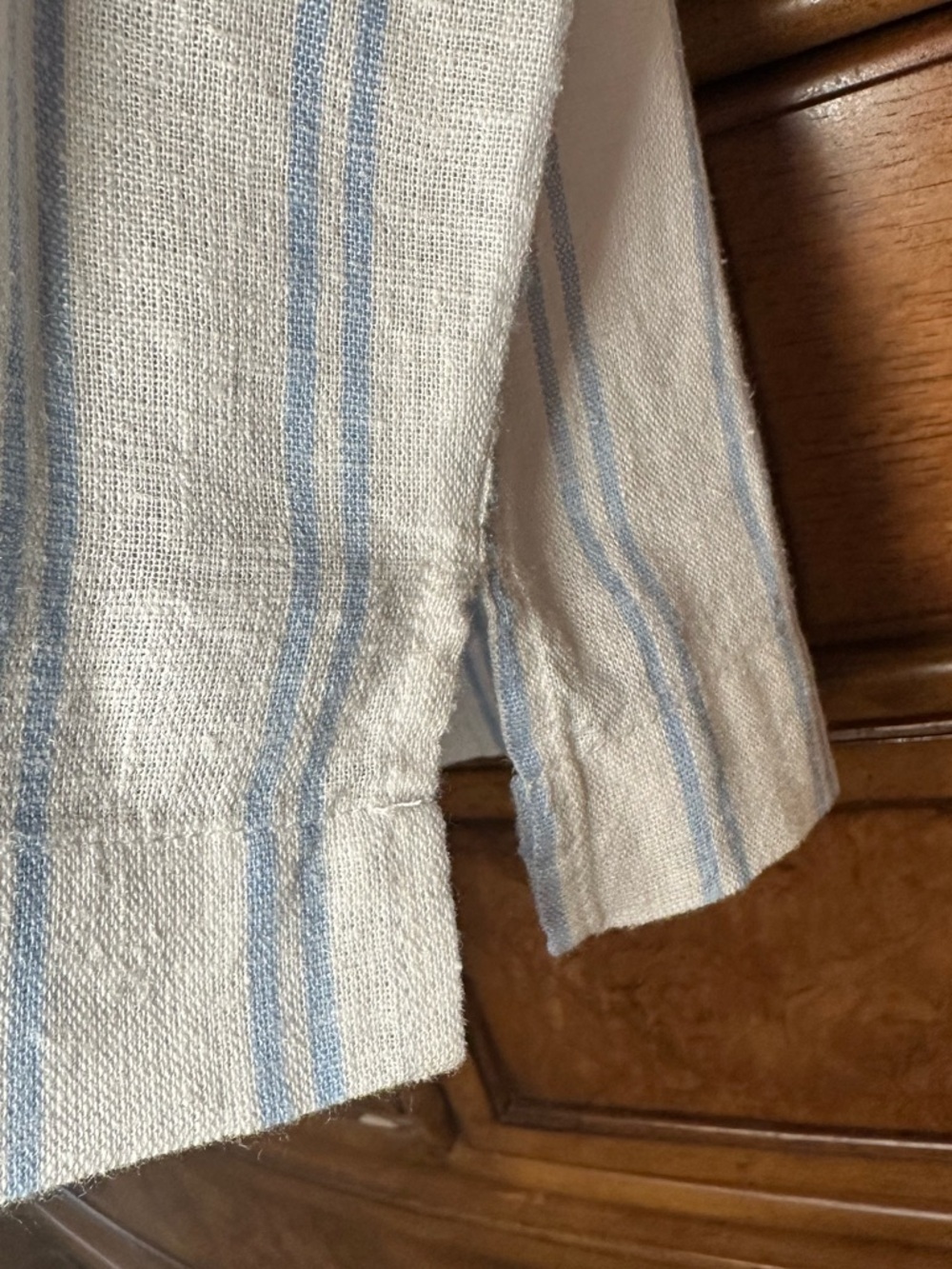 Buffalo David Bitton Linen Blend Striped Camp Shirt Top Blue White Small - Picture 7 of 11
